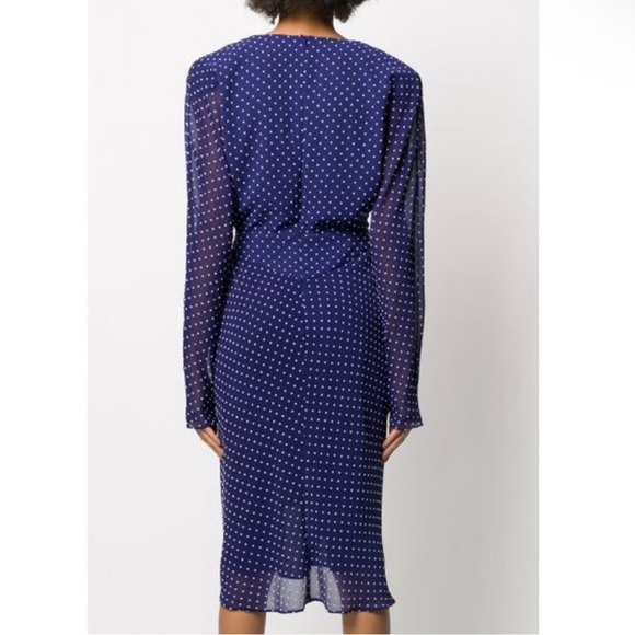NEW PHILOSOPHY DI LORENZO SERAFINI LONG SLEEVE POLKA DOT MIDI DRESS - Picture 6 of 9